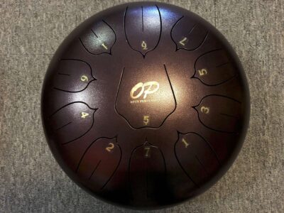 Opus Percussion 12" Metal 11-Note Lotus Carves Style Tongue Drum in Chestnut