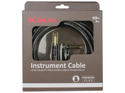 10ft Premium Plus Wave Black Guitar Cable RA - Straight | Kirlin