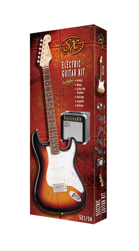SC Style Size Electric Guitar and Amp Pack – Black | SX - Image 3