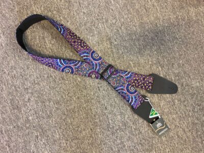 Aboriginal Art Guitar Strap - Purple Bush